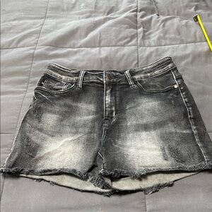 Judy Blue Black Jean Shorts Frayed Hem Stretchy Denim